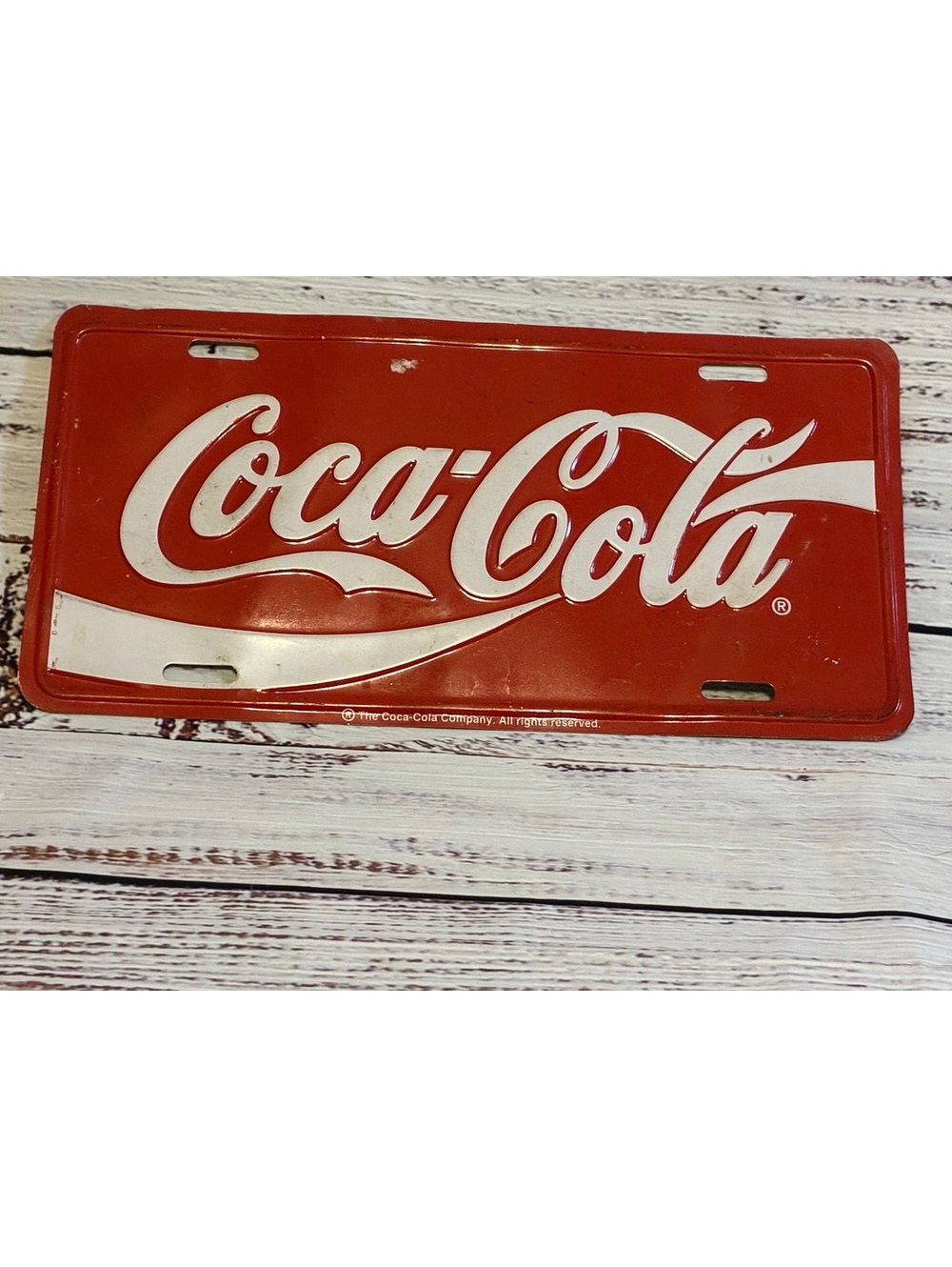 Coca Cola Red Metal License Plate Sign